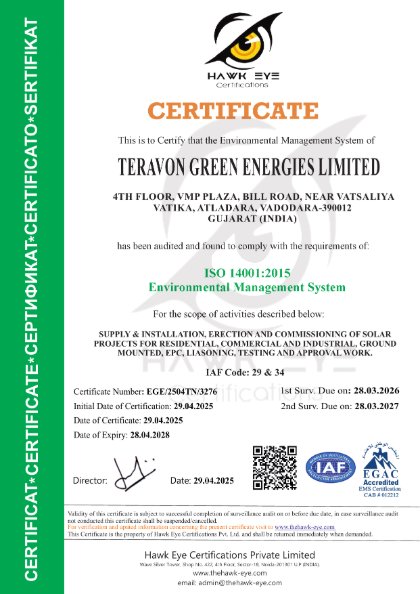 ISO 14001 certificate